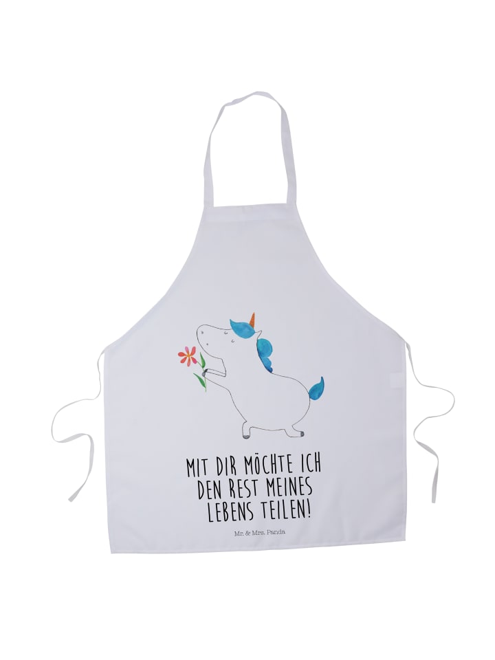 Schürze Einhorn Blume mit Spruch in Weiß
