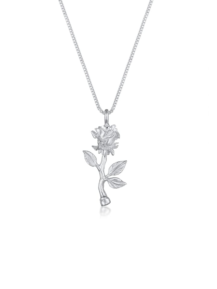 Halskette 925 Sterling Silber Rose in Silber