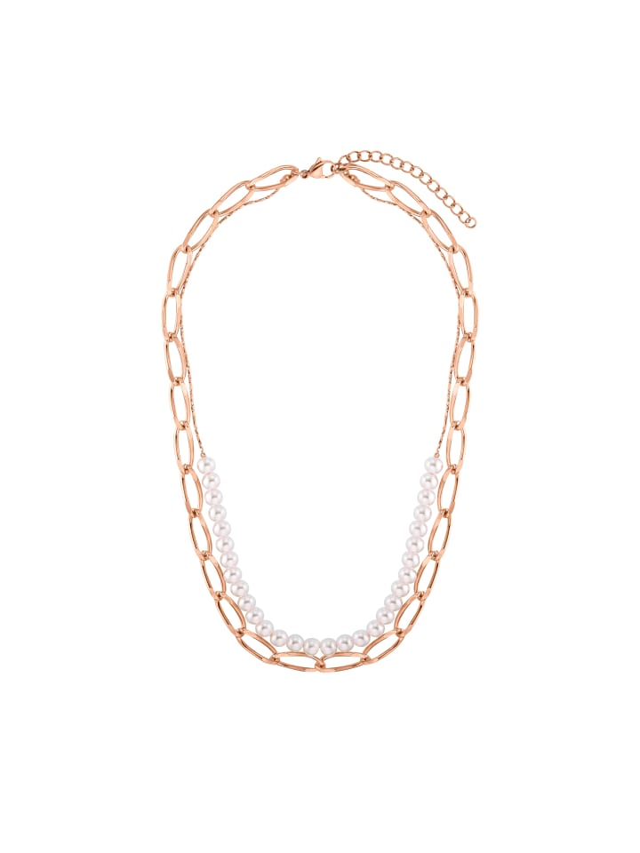 Layering Halskette Damen mit Perle Jette rose goldfarben in rosegoldfarben