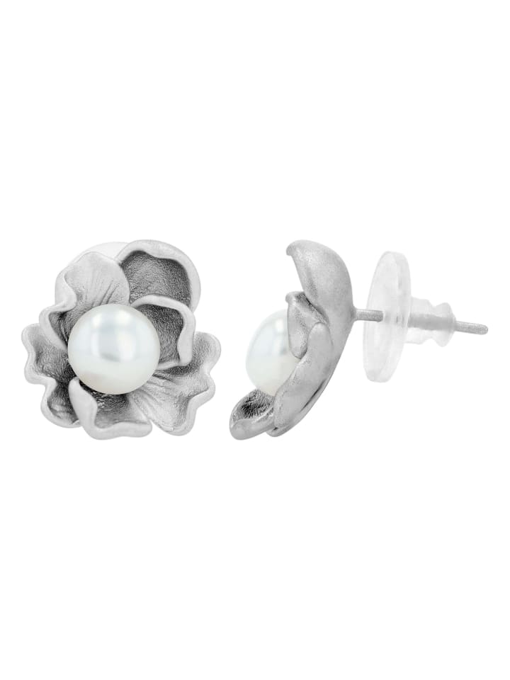 Damen Ohrringe – Ohrstecker aus 925 Silber mit Süßwasserperle in silber