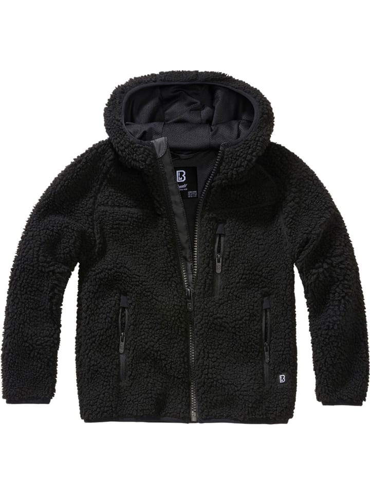 Kinder Fleecejacke/Fleecepullover "Kids Teddyfleece Jacket Hooded" in Schwarz