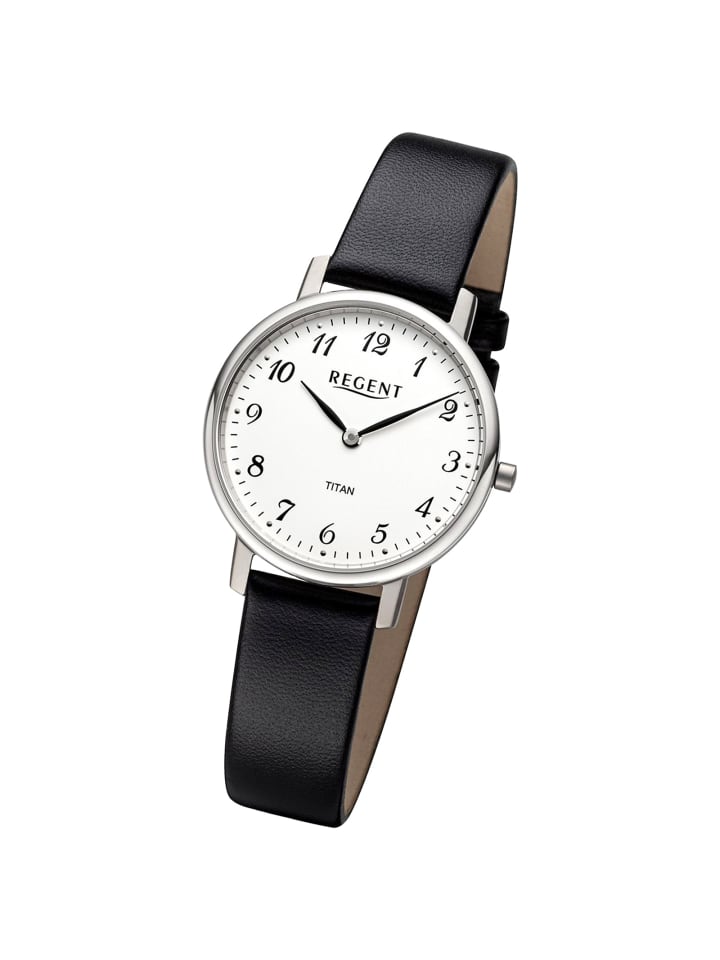 Analog-Armbanduhr Regent Lederarmband schwarz mittel (ca. 31mm)