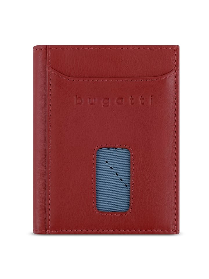 Secure Slim Geldbörse RFID Schutz Leder 8 cm rot