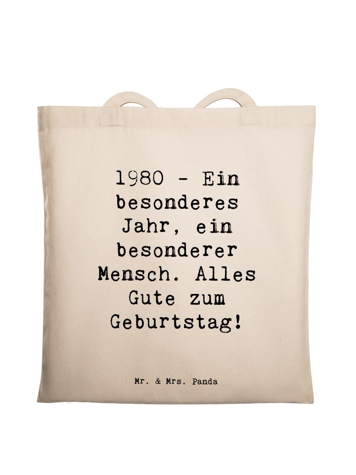 Jutebeutel Spruch 1980 Geburtstag mit Spruch in Creme