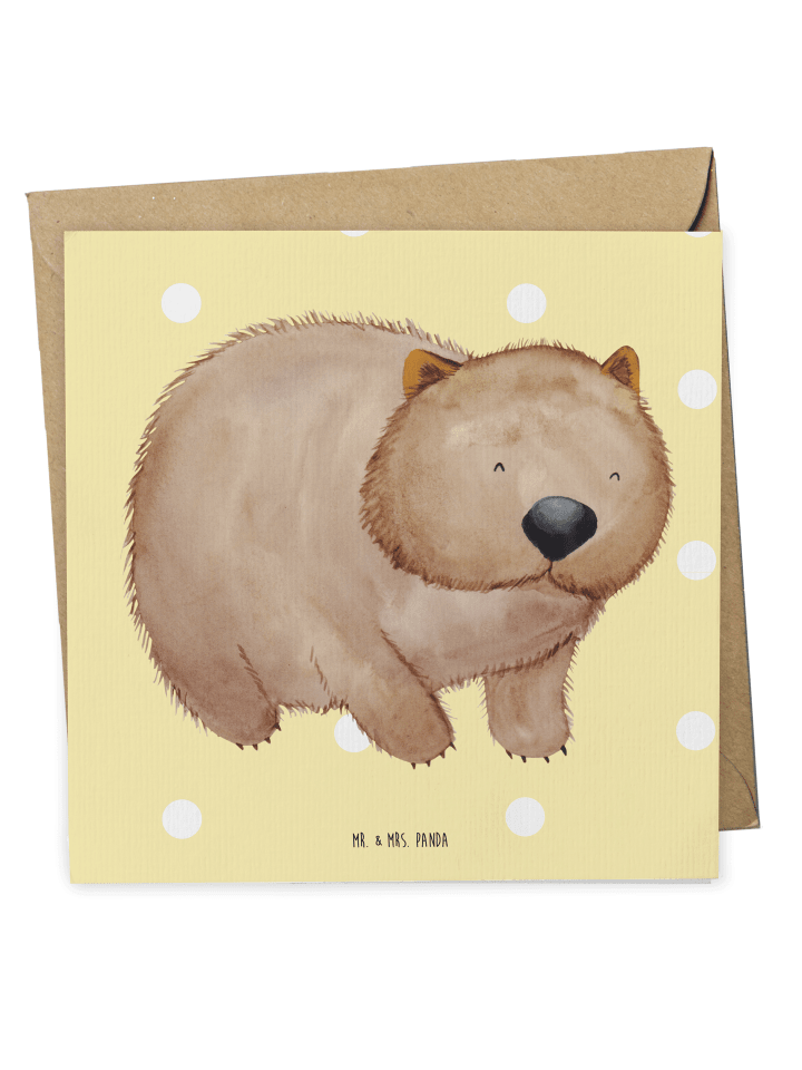 Glückwunschkarte Wombat ohne Spruch in Gelb Pastell