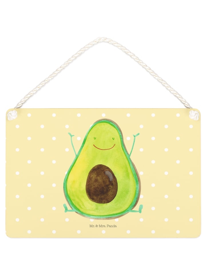 Schild Avocado Glücklich ohne Spruch in Gelb Pastell