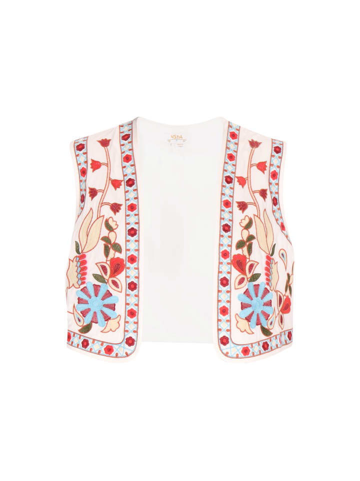 Damen Weste in Weiss Mehrfarbig