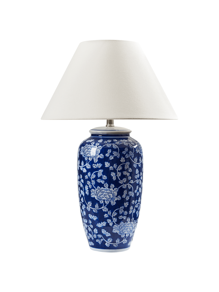 Tischleuchten ANGELES in Blau/Weiß - (W) 42 x (H) 62 x (L) 42 cm