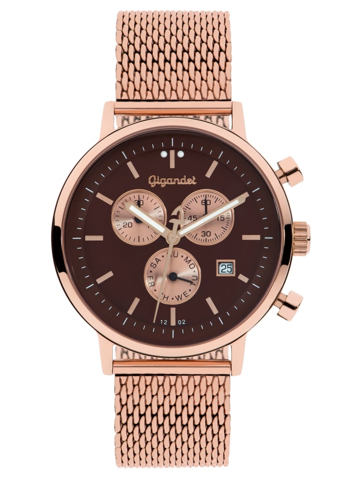 Quarzuhr Chronograph "CLASSICO" in Rosegold/Braun