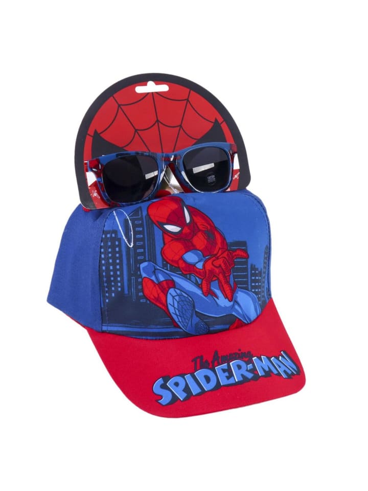Spiderman Kinder-Set – Cap & Sonnenbrille 53 cm mit UV-Schutz in Mehrfarbig