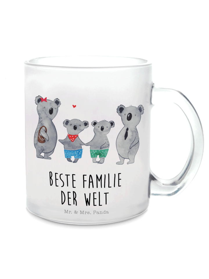 Teebecher Koala Familie zwei mit Spruch in Transparent