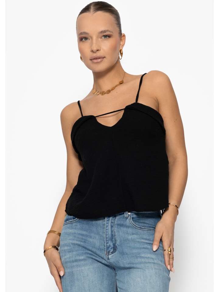 Musselin Top aus Baumwolle in Schwarz