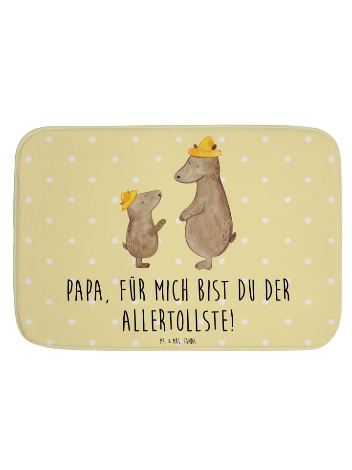 Badvorleger Bären mit Hut mit Spruch in Gelb Pastell