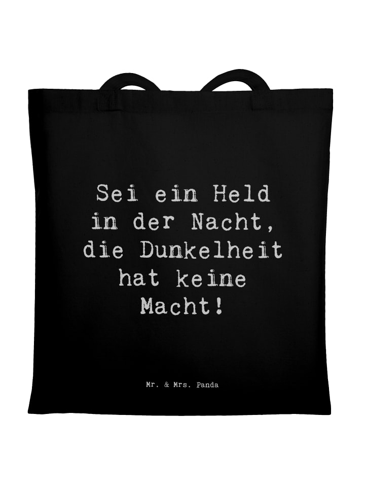 Schultertasche Spruch Angst vor Dunkelheit über... in Schwarz