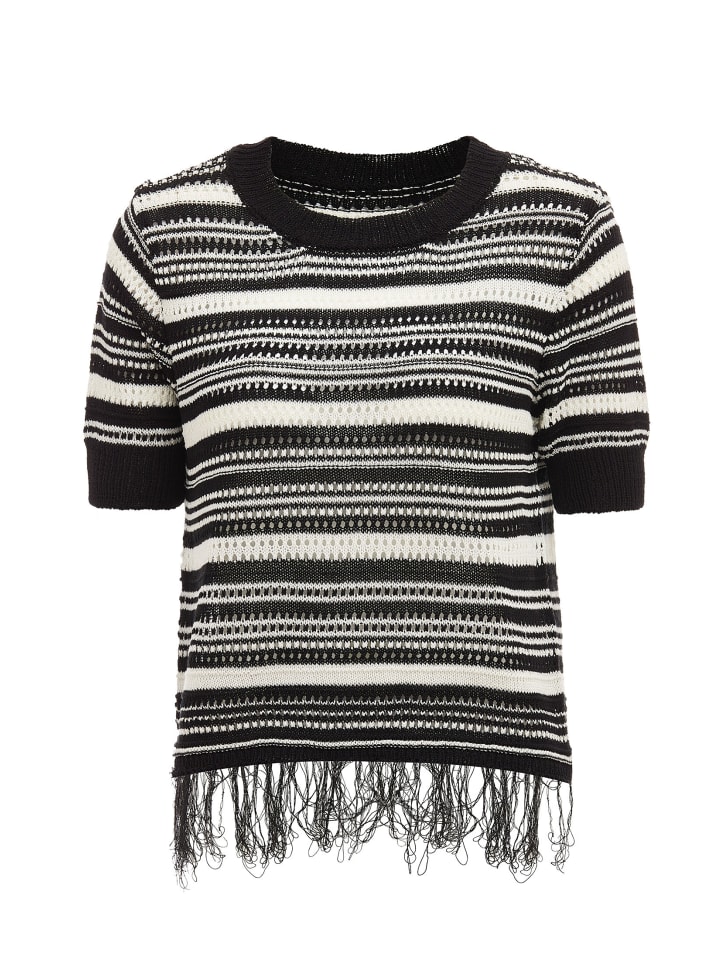 Damen Strickpullover in Schwarz Wollweiss