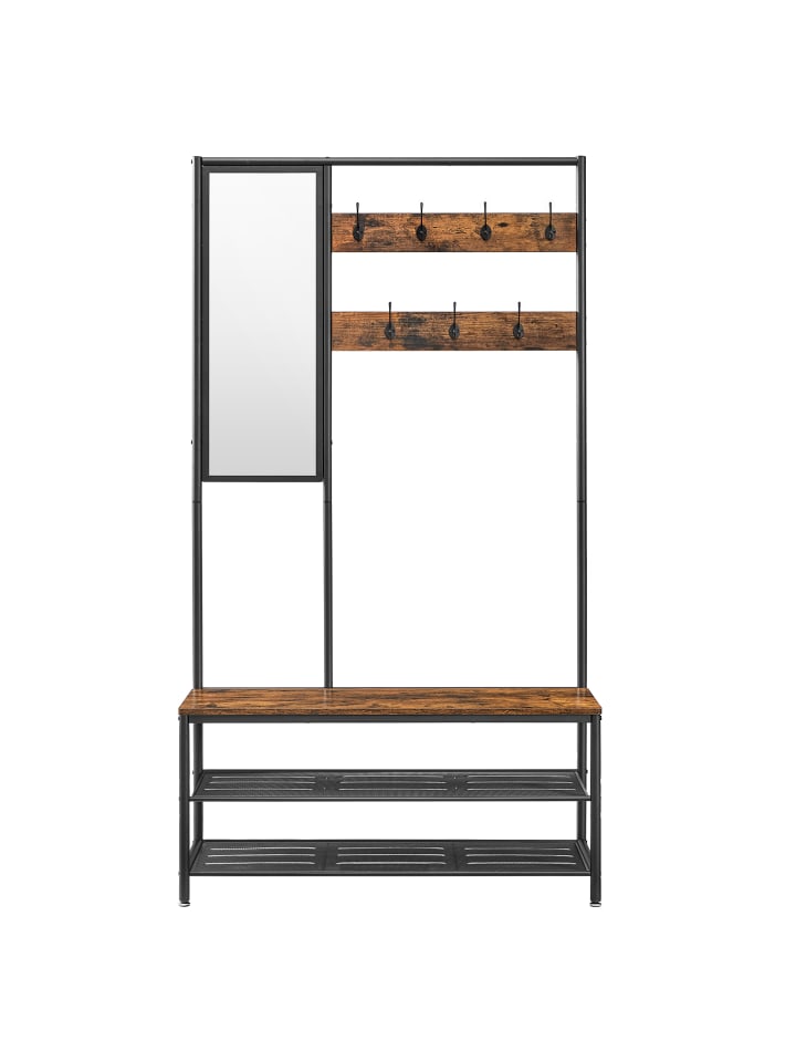 Garderobenständer Dacey in Braun-Schwarz - (B)98 x (H)180 x (T)35 cm