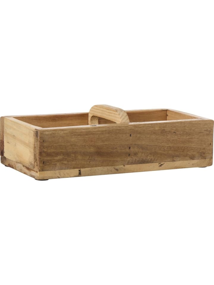 Holz-Kiste mit Fächern und Quergriff Unika in natur