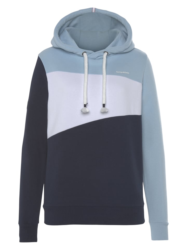 Hoodie in marine-hellblau