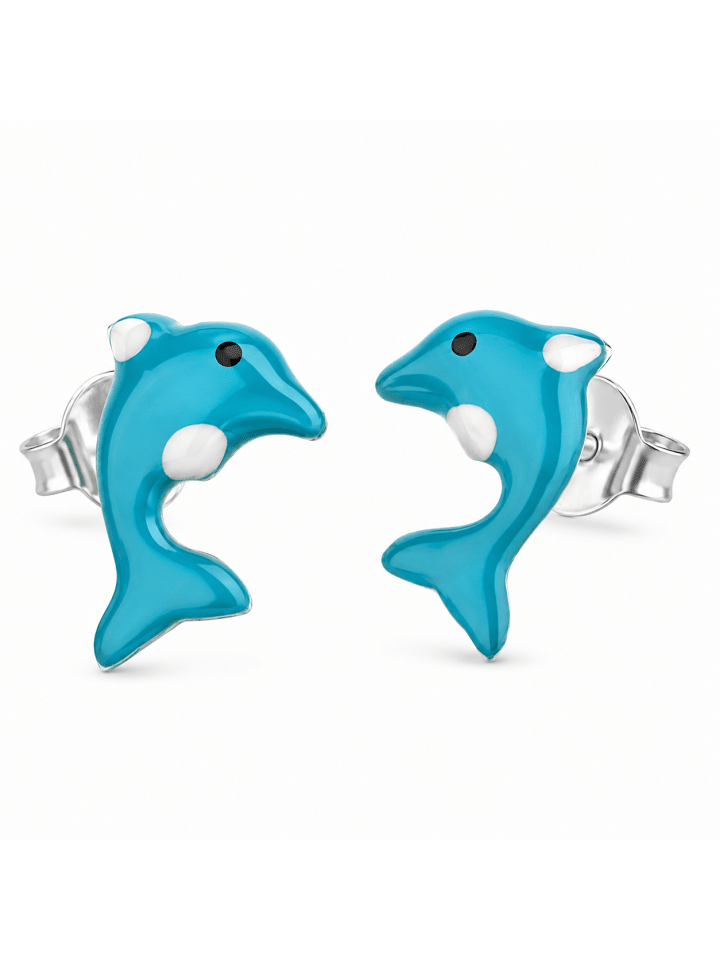 Silber Ohrringe 925 Delfin 0,7 cm x 0,8 cm