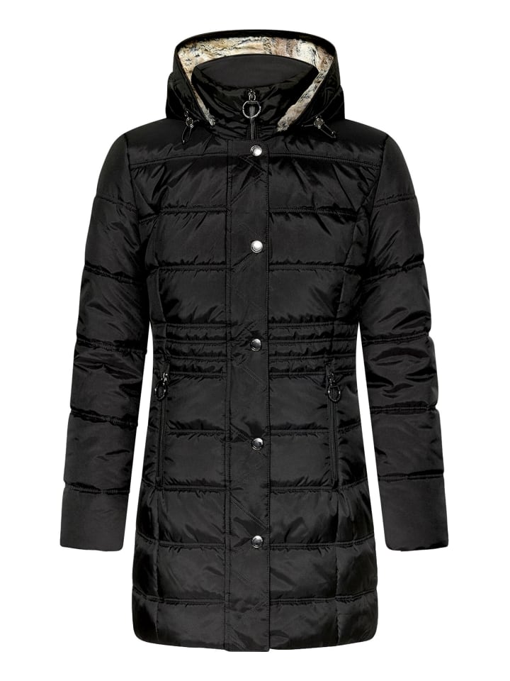 Outdoorjacke mit abnehmbarer Kapuze in Schwarz