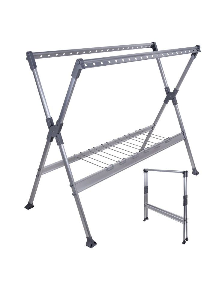 Wäscheständer in Silber - (B)150-250 x (H)126,5 x (T)76 cm