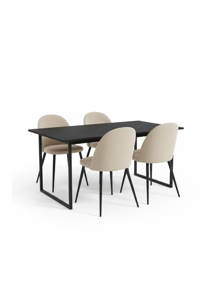 Essgruppe Tilst (5-teilig) Beige 160 x 90 cm