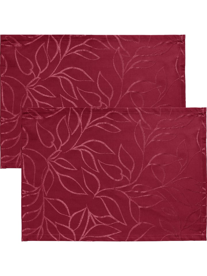 Jacquard, Baumwollmischung Outdoor-Tischset 2er-Pack Terrassa in burgund