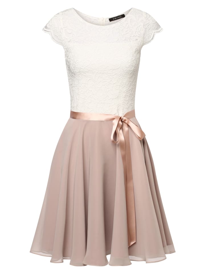 Abendkleid in ecru altrosa - 0001