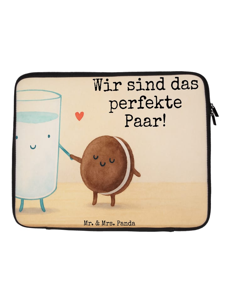 Laptoptasche Milch Keks Design mit Spruch in Weiß