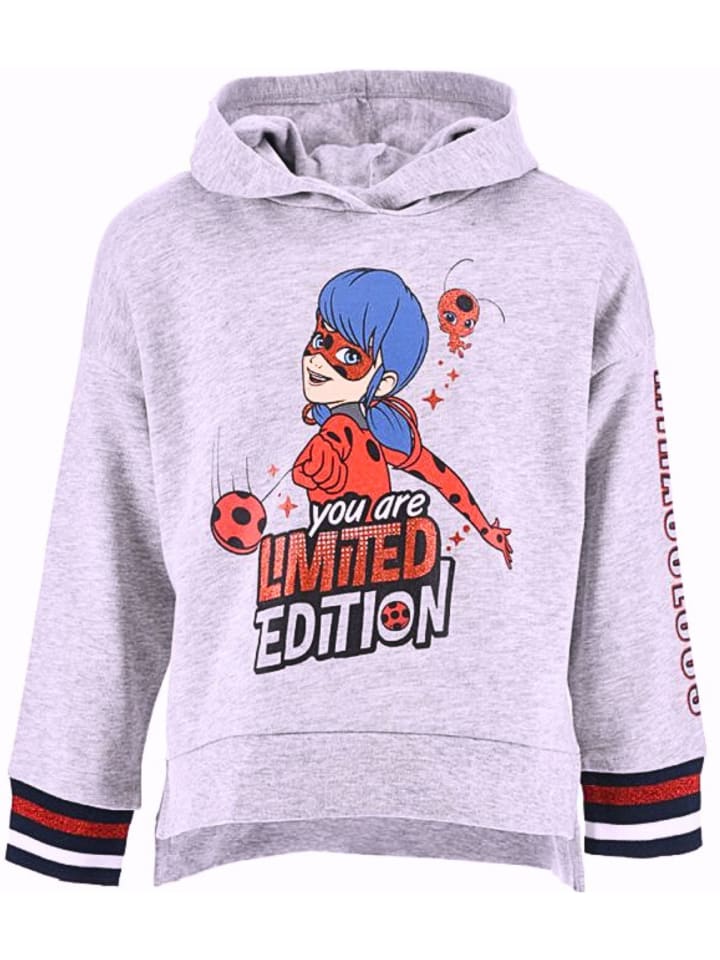 Hoodie Miraculous Ladybug mit Glitzer in Grau