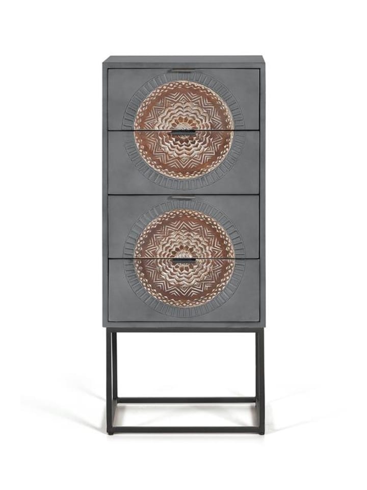 Kommode aus Mangoholz mit Metallbeinen in Gray