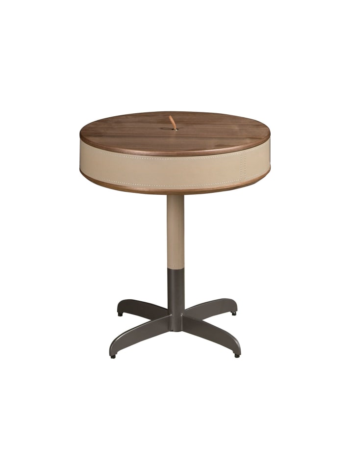 Ecktisch 2156 in Nerz / Grau / Walnuss – (Ø)46 x (H)50 cm