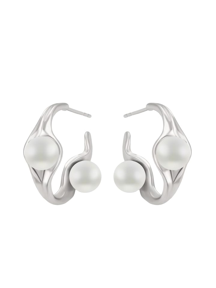 Women Hoop Earrings in Silver White