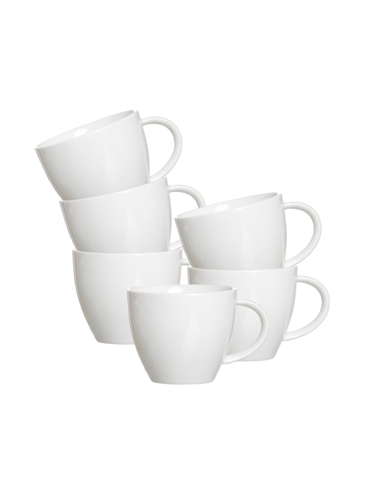 6er Set Kaffeeobere Melodie in Weiß 190 ml