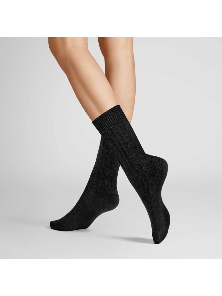 Socken Winter Plait weich in Black