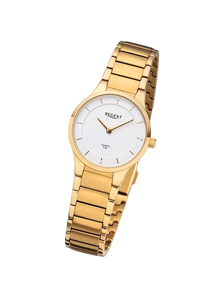 Analog-Armbanduhr Regent Metallarmband gold klein (ca. 28mm)
