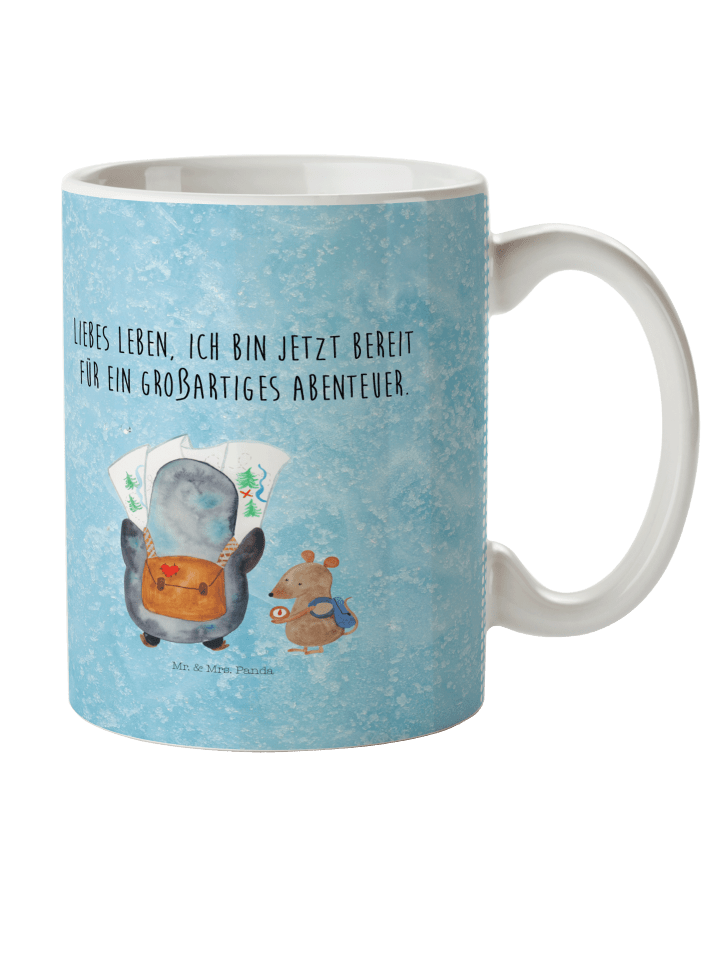 Kinderpott Pinguin & Maus Wanderer mit Spruch in Eisblau