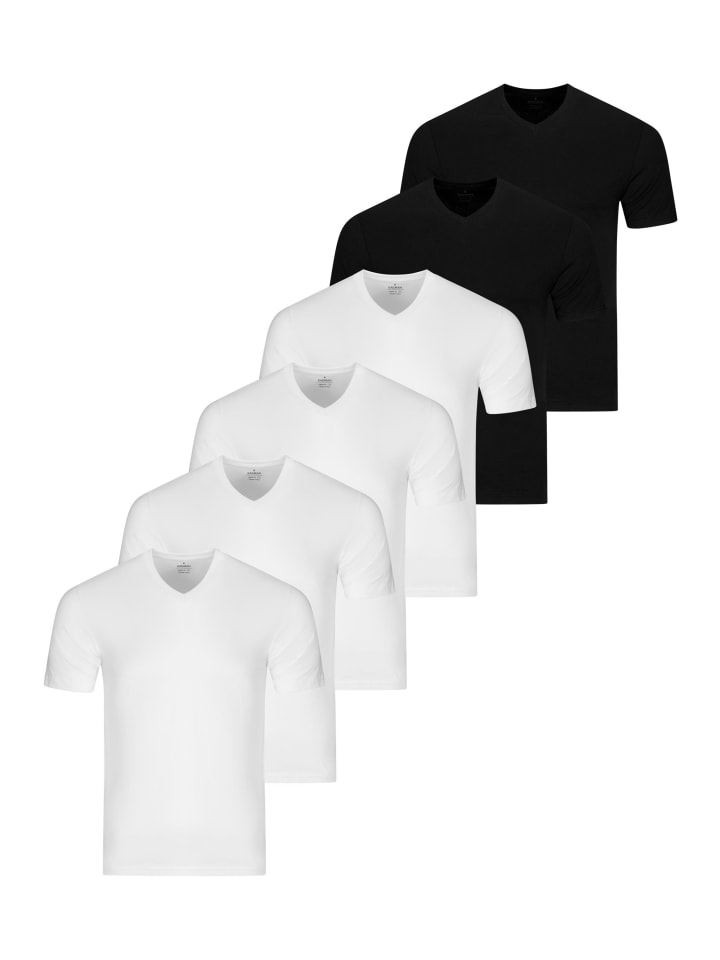 Unterhemd / Shirt Kurzarm Basic in Weiß / schwarz