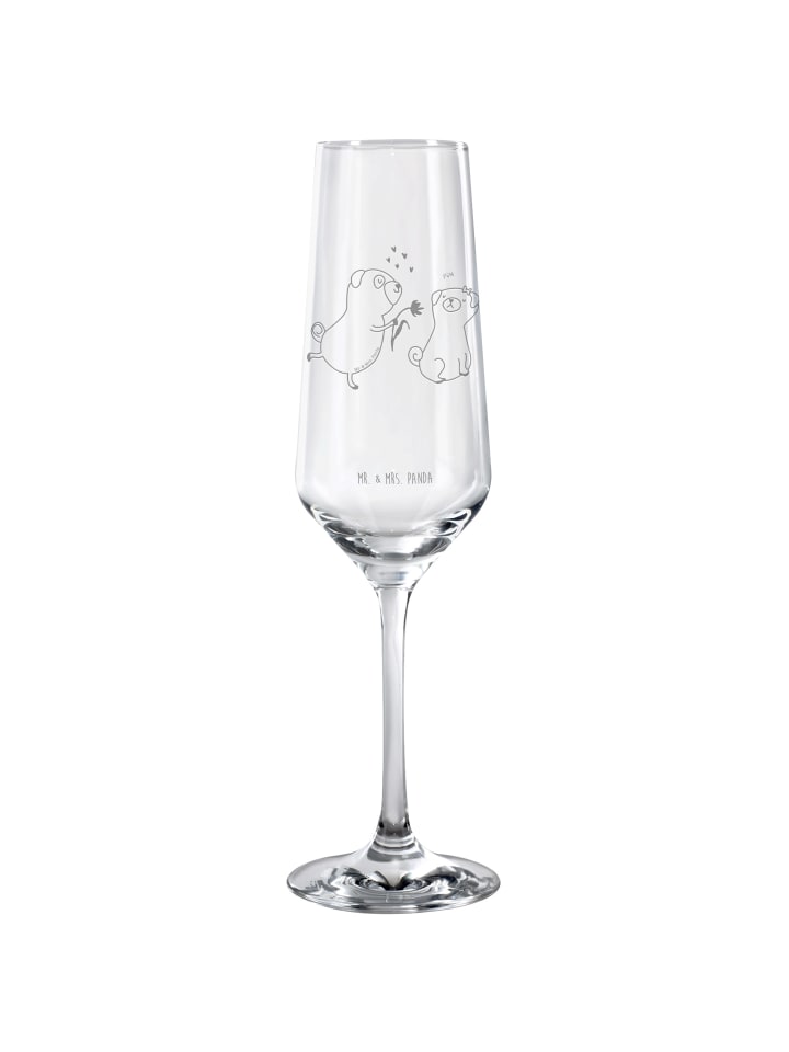 Champagnerglas Mops Verliebt ohne Spruch in Transparent