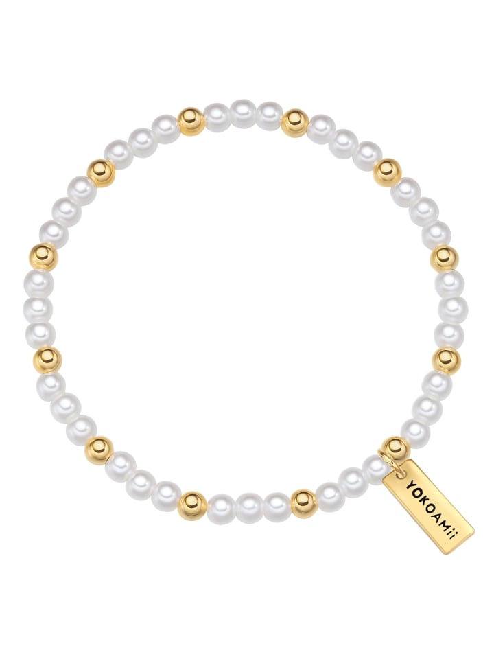 Perlen-Armband aus Metall-Legierung mit Perle (synth.) in weiß