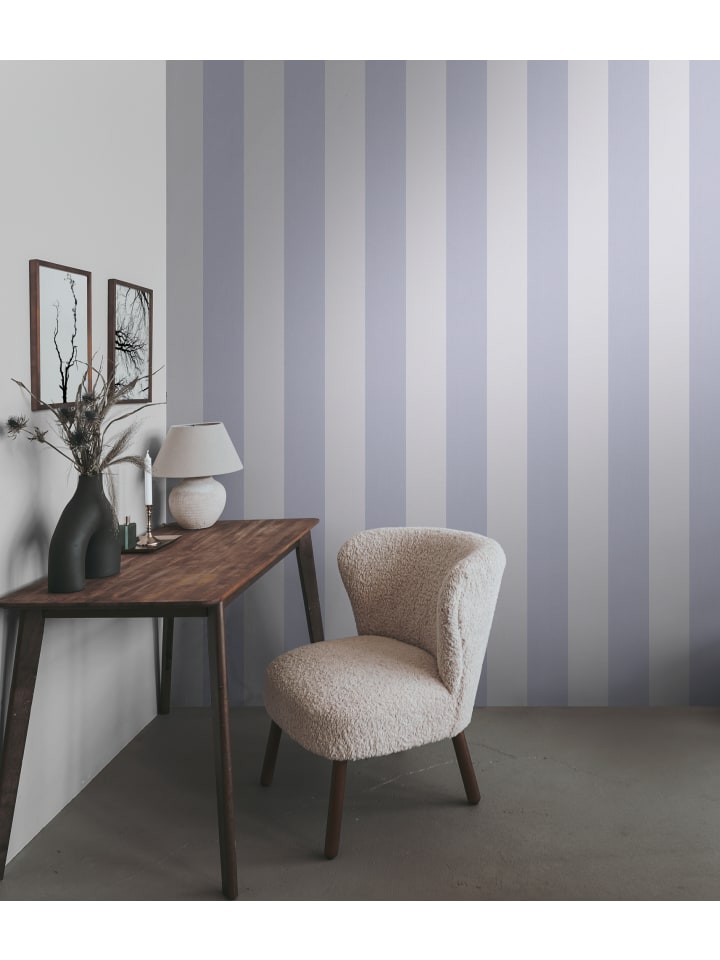 Tapete Coastal Stripes in Blau-Grau