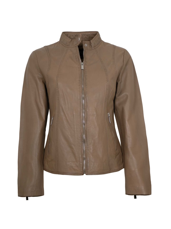 Lederjacke Lammnappa in Graubraun