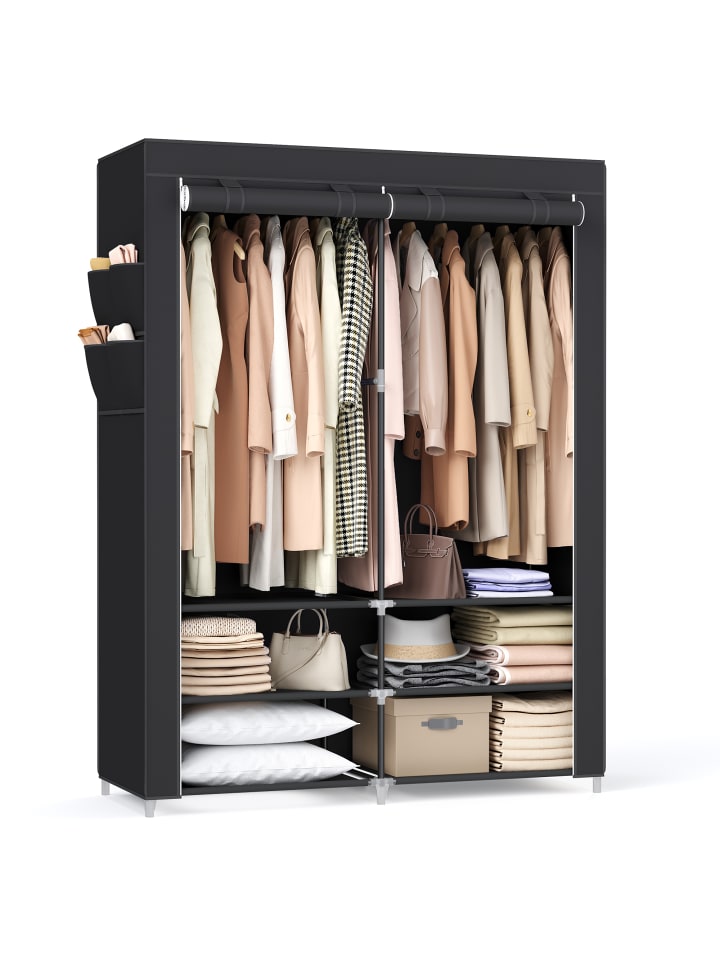 Schrank Rylan in Schwarz - (B)127 x (H)176 x (T)45 cm