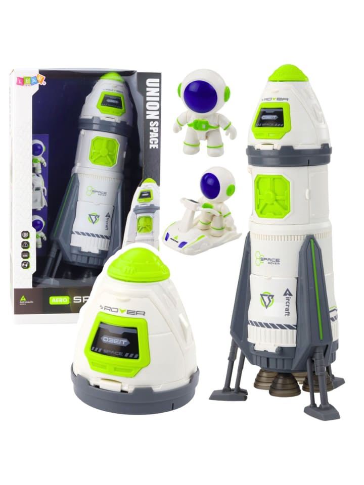 Weltraumrakete, Schiff, Astronautenfiguren, Lichter, Geräusche