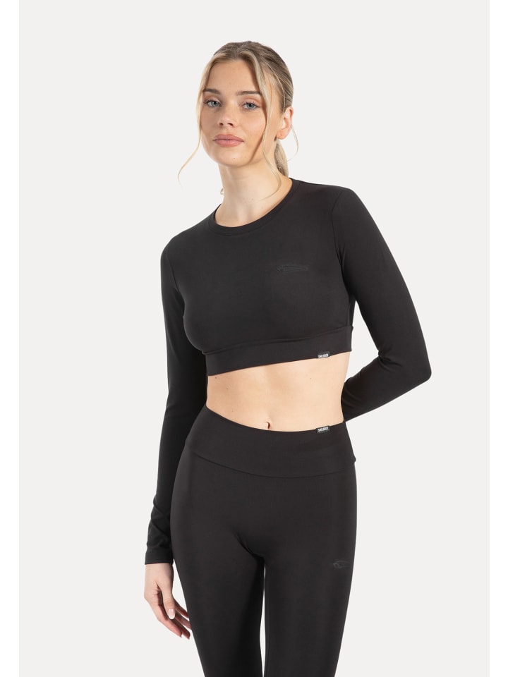 Crop Longsleeve Thalina in Schwarz
