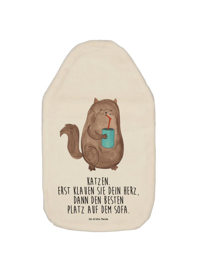 Wärmflasche Katze Dose mit Spruch in Weiß