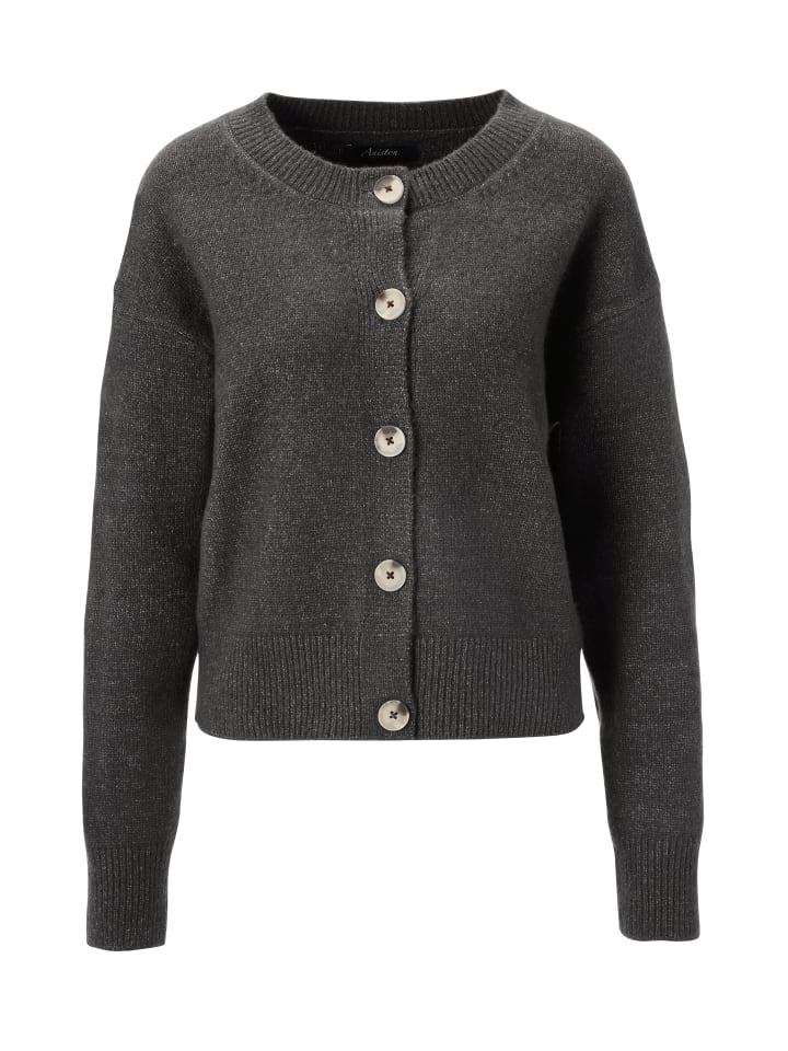 Strickjacke in dunkelgrau-meliert