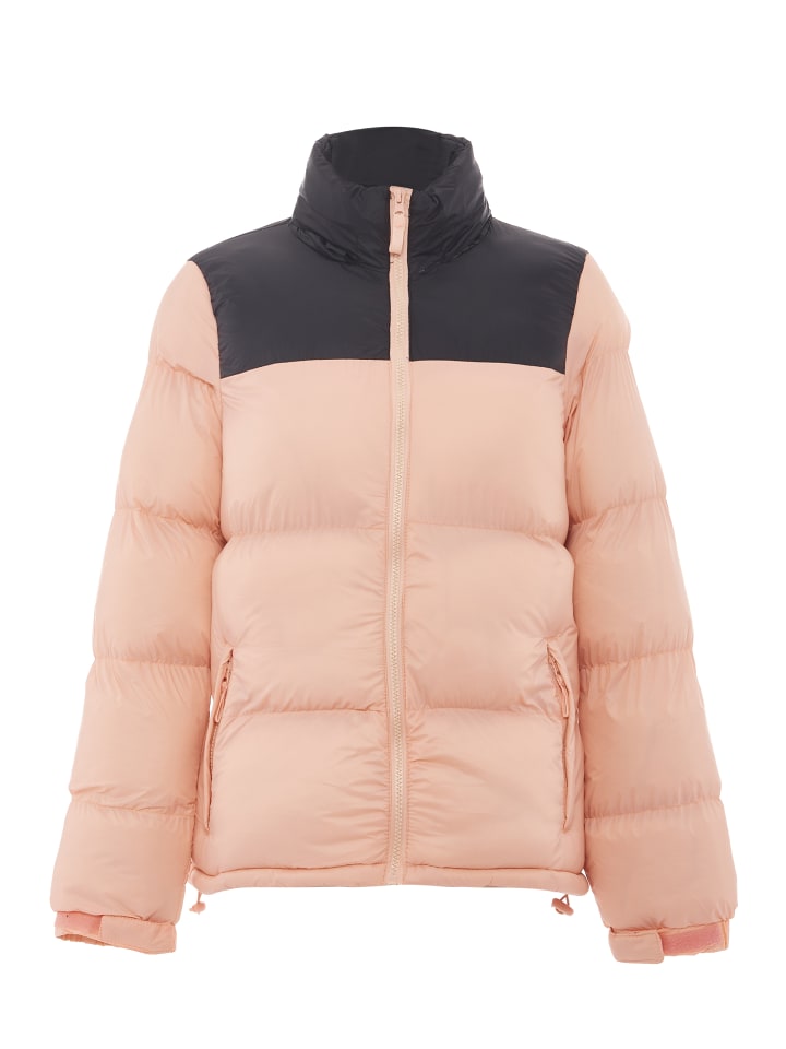 Damen Wattierte Steppjacke in Pfirsich Schwarz