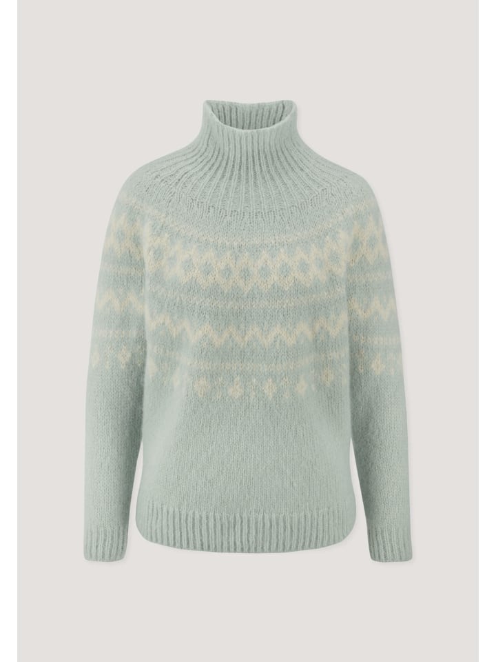 Hessnatur Rollkragenpullover Relaxed aus Alpaka und Bio-Baumwolle in polargrün