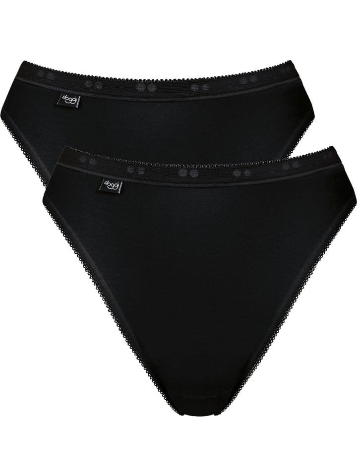 Baumwolle, Single-Jersey Slip 2er-Pack Basic+ in schwarz